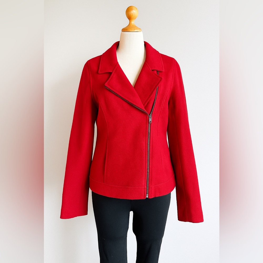 Tahari Wool Blend Moto Jacket